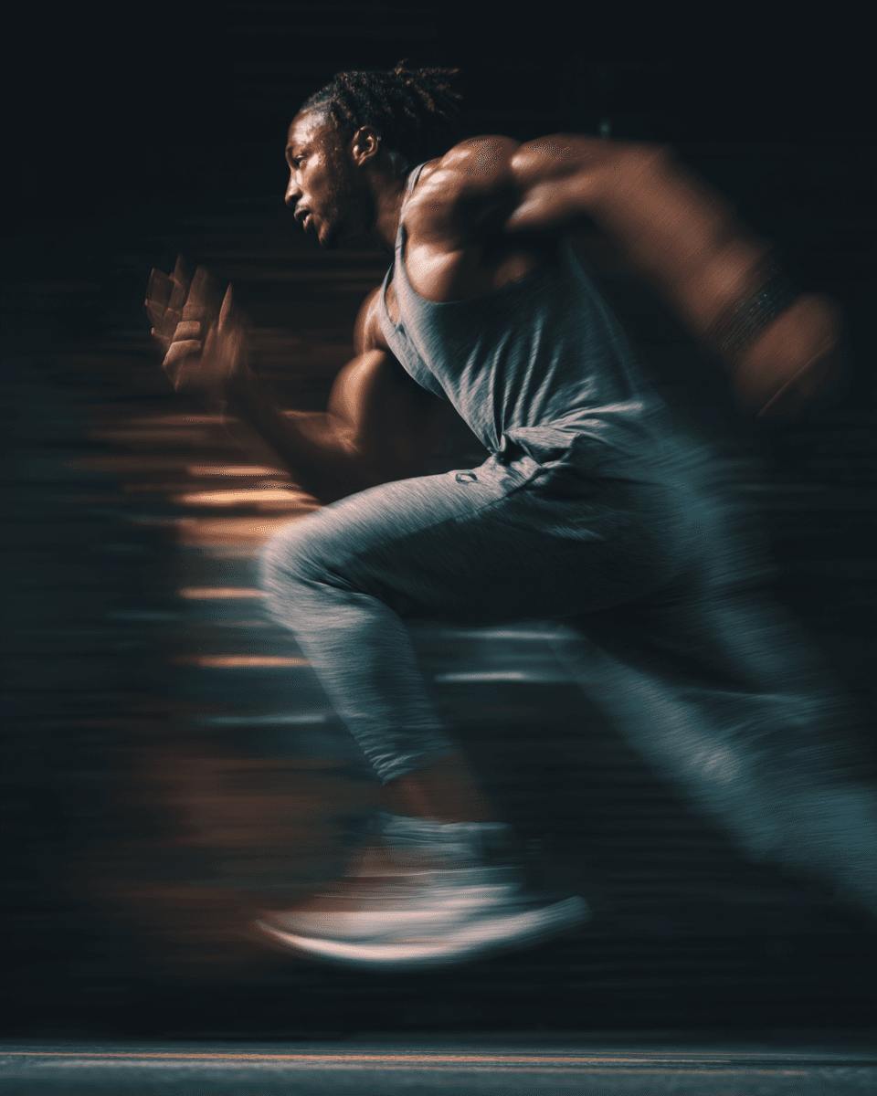 Athlete captured mid-assessment in an explosive movement